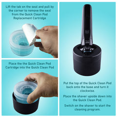 Clark Shaving Co. cartucho Quick Clean pod, empaque de 4 unidades para uso continuo.