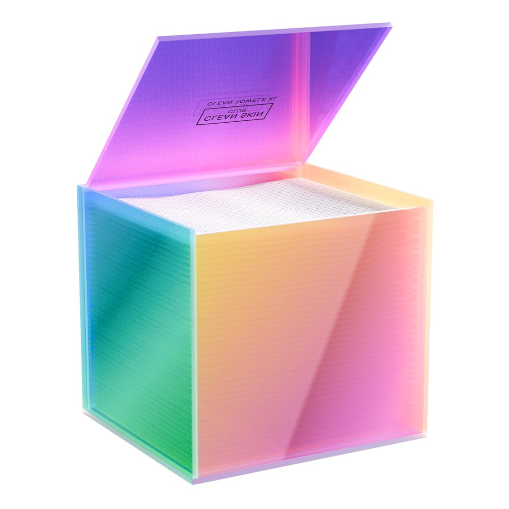 CLEAN SKIN CLUB Prism Box XL, présentation colorée pour ranger les serviettes avec style.