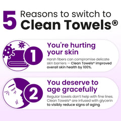 Secado facial con CLEAN SKIN CLUB XL, higiene diaria sin residuos.