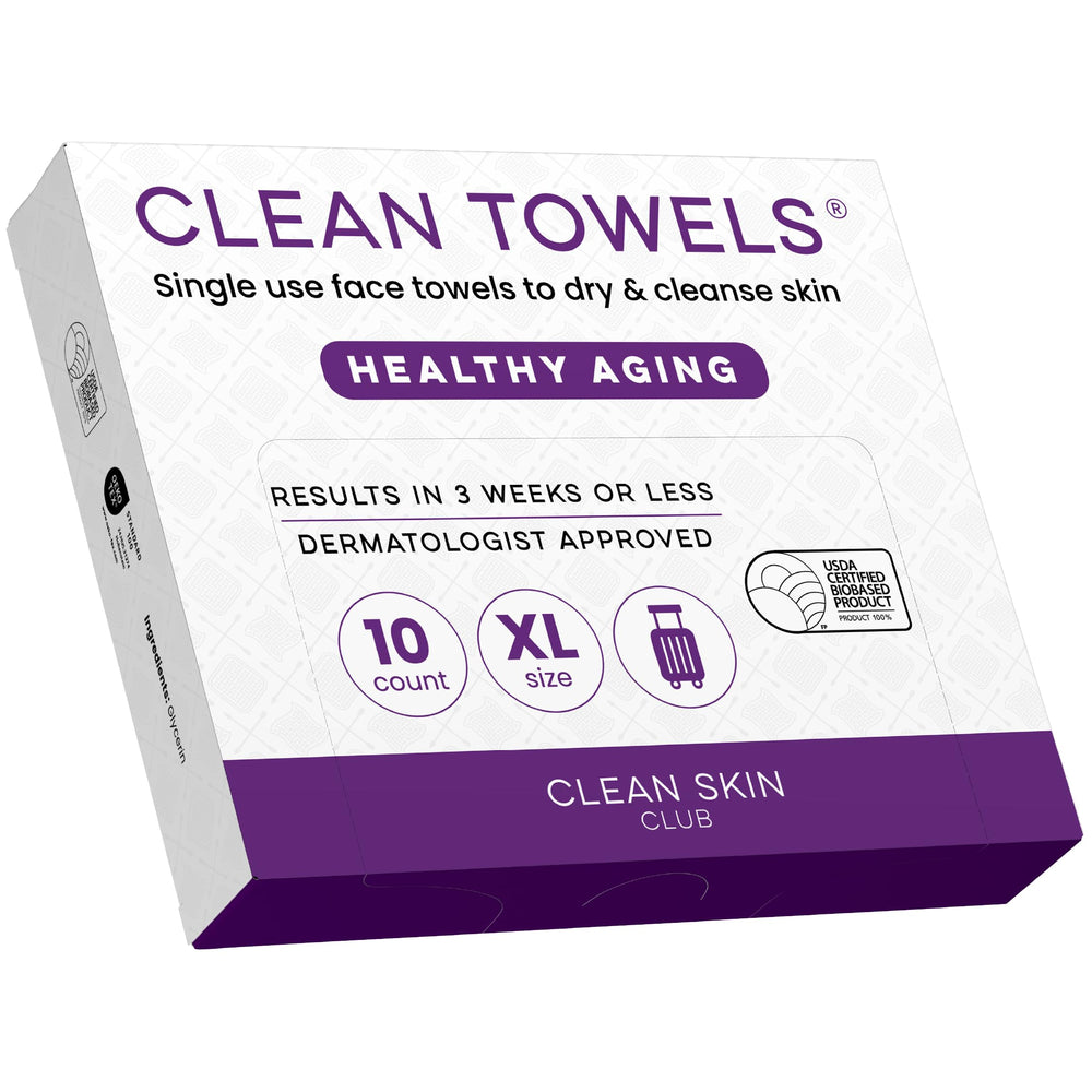 Toallas faciales XL de Clean Skin Club para viaje, piel suave y radiante en cualquier lugar