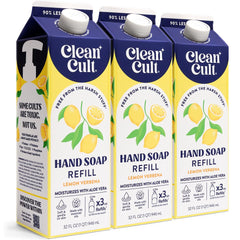 Cleancult jabón de manos líquido, botella con aroma a limón verbena, uso diario.