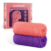 CLEANGOR esponja africana con nudos dobles para exfoliar suavemente la piel.