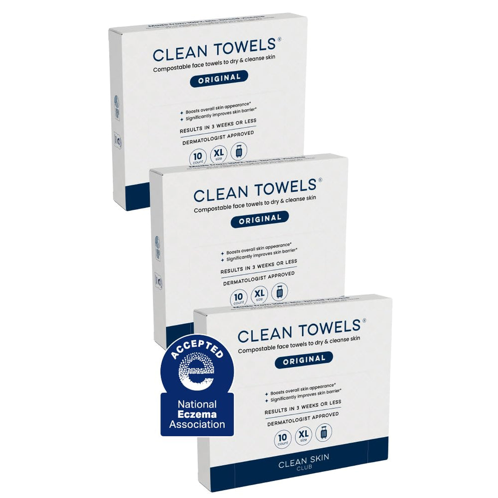 CLEAN SKIN CLUB Clean Towels XL, paquete de viaje con 30 toallas faciales desechables