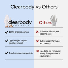 Protección ligera y transpirable con guantes de algodón orgánico Clearbody Organics