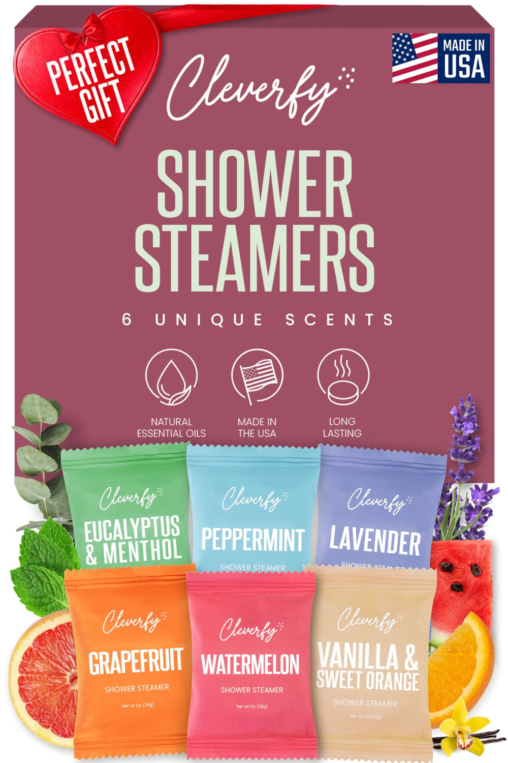 CLEVERFY vaporizadores de ducha aromaterapia – pack San Valentín, regalo ideal