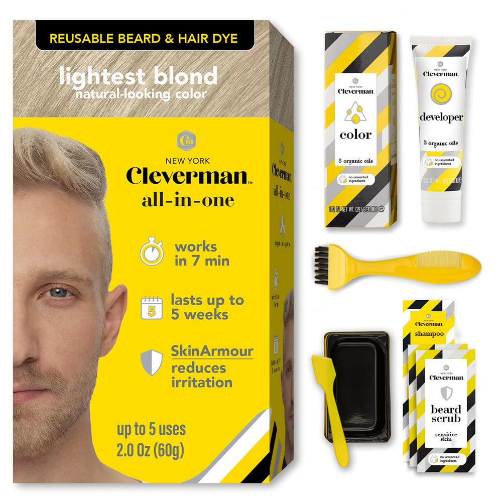 Kit Cleverman de coloración para cabello y barba, cobertura natural