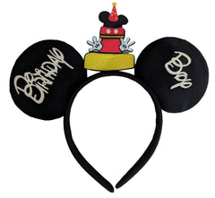 Diadema CLGIFT con orejas de Mickey negras y plateadas, ideal para fiestas y sesiones de fotos.