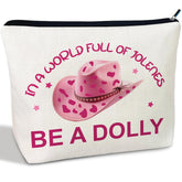 CLHHM Bolso maquillaje sombrero western rosa, accesorio práctico para viaje y organización.