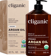 Cliganic Aceite de Argán Orgánico en botella con bomba para uso diario y práctico.