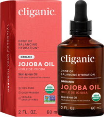 Cliganic Aceite de Jojoba Orgánico 2oz botella, uso diario para piel suave