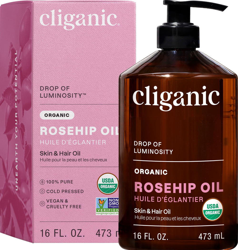 Cliganic Aceite Rosa Mosqueta con bomba para hidratación facial