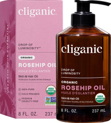Cliganic Aceite rosa mosqueta rostro para hidratación suave y natural.