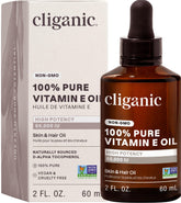 Cliganic Aceite de vitamina E, frasco de 60,000 UI para hidratación diaria de la piel.