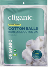 Cliganic algodones orgánicos super jumbo, empaque práctico para retoques diarios