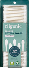 Cliganic hisopos de algodón orgánico: 500 unidades para uso diario suave y seguro
