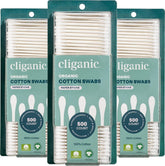 Cliganic hisopos de algodón orgánico en estuche, paquete de 1500 para uso diario.