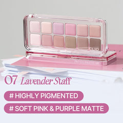 CLIO PRO paleta de ojos Air Lavender Staff, base mate para acabado definido