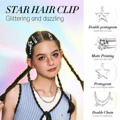 clips-estrellas-10piezas forma-pentagrama: look único para estilos años 2000 y kawaii