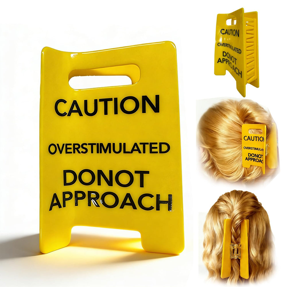 Pinza de cabello clould fitness con señal de cautela, ideal para estilo atrevido y divertido.