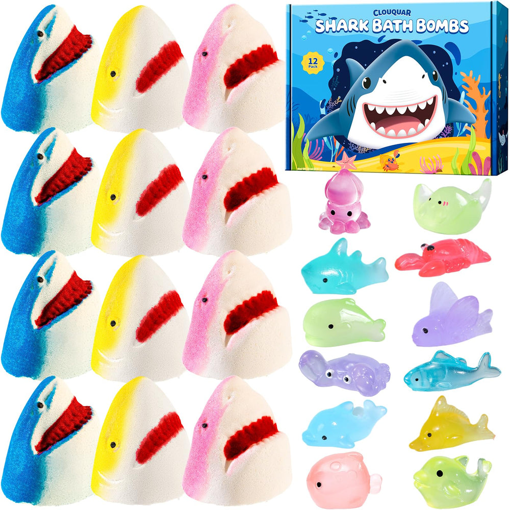 CLOUQUAR bombe de bain requin bleu avec parfum et écume colorée