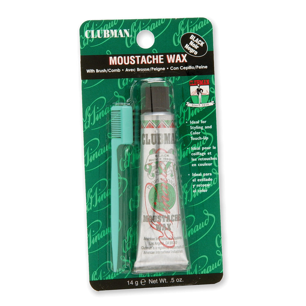 Clubman cera para bigote negro en tubo de 0,5 oz con agarre fuerte.