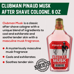 Clubman Pinaud Musk etiqueta clásica visible en la botella