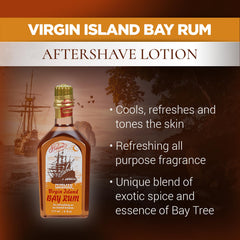 Clubman Pinaud Virgin Island Bay Rum, frasco de 6 oz, aroma masculino duradero.