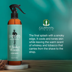 Clubman Reserve Whiskey Woods aplicación en piel, experiencia de afeitado más agradable.