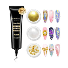 CMTQVFL polvo oro cromo 3D para uñas, efecto espejo 4 en 1.