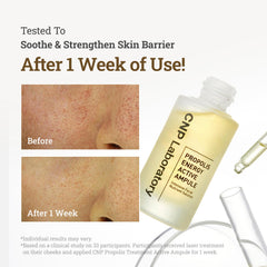 Aplicación inicial de CNP Honey Glow Serum con hidratación suave.