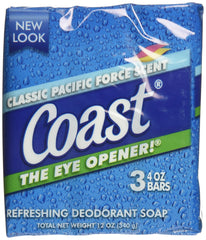 Coast barras-jabon-original-azul-3-unidades, espuma suave para uso diario en baño.
