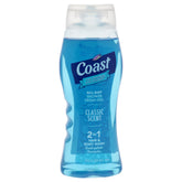 Coast 2 en 1 con espuma rica para cabello y cuerpo, deja la piel suave tras cada lavado.