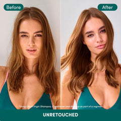 Mousse douce du shampooing Coco & Eve Like A Virgin sur cheveux mouillés.