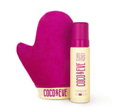 Coco & Eve Self Tanner Mousse avec parfum mangue et goyave pour une expérience tropicale.