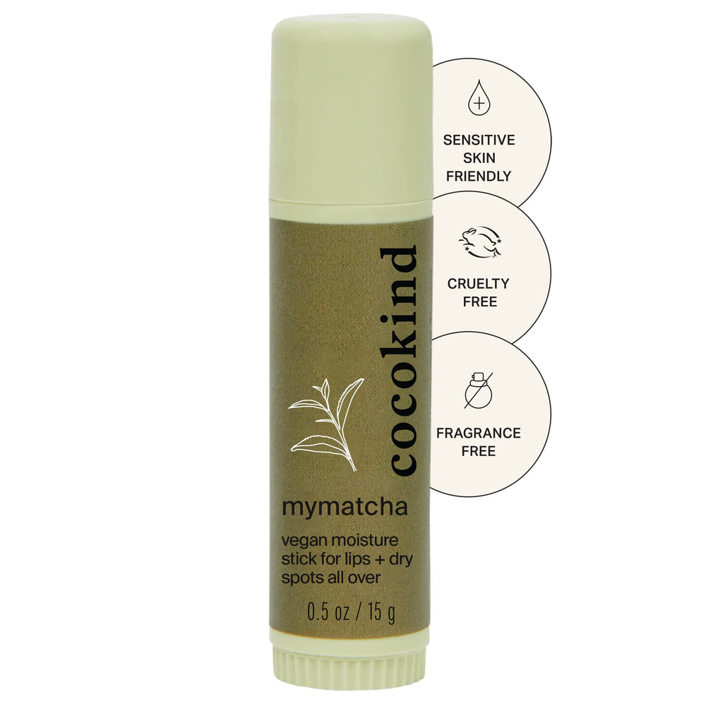 Cocokind Mymatcha Stick hidratante para rostro y labios, ideal para uso diario.