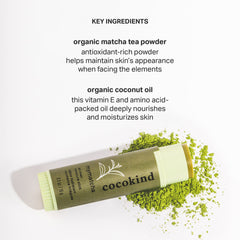 Cocokind Mymatcha Stick textura suave, fácil de aplicar en zonas secas.