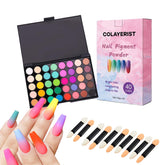 COLAYERIST pigmento para uñas, 40 colores brillantes, ideal para diseños vibrantes.