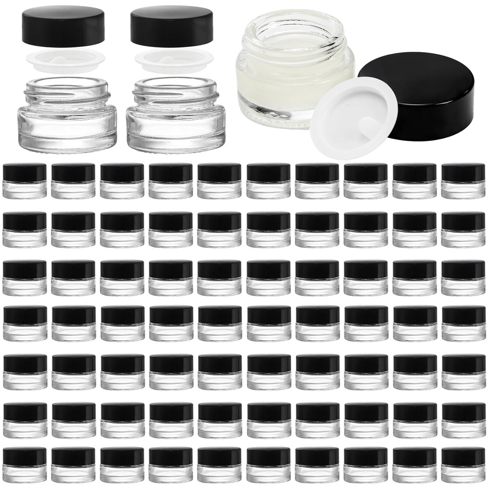 Conjunto Coloch: frascos de vidrio 5ml con tapa negra, 90 unidades para cosméticos.