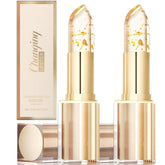 Color-changing lipstick: empaque dorado con cristales para un look glamoroso diario