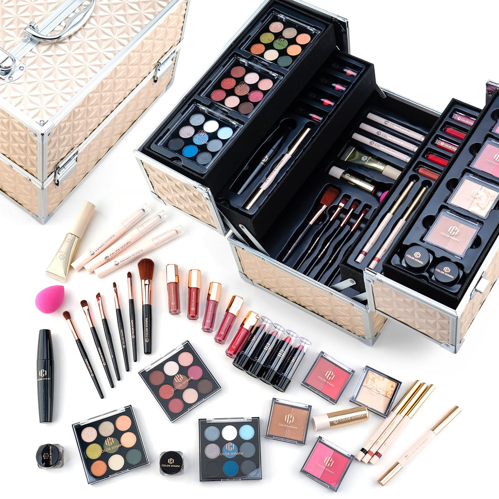Color Nymph kit de maquillaje juvenil con estuche dorado, ideal para empezar con looks diarios