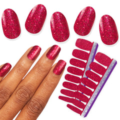 Color Street Cherry on Top: paquete de tiras brillantes listo para aplicar en uñas.
