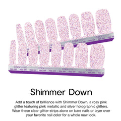 Color Street Shimmer Down: primer plano de purpurina rosada para realzar el brillo.