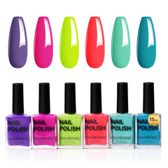 COLORTIFIC: botellas de esmalte neón rojo y verde para verano vibrante