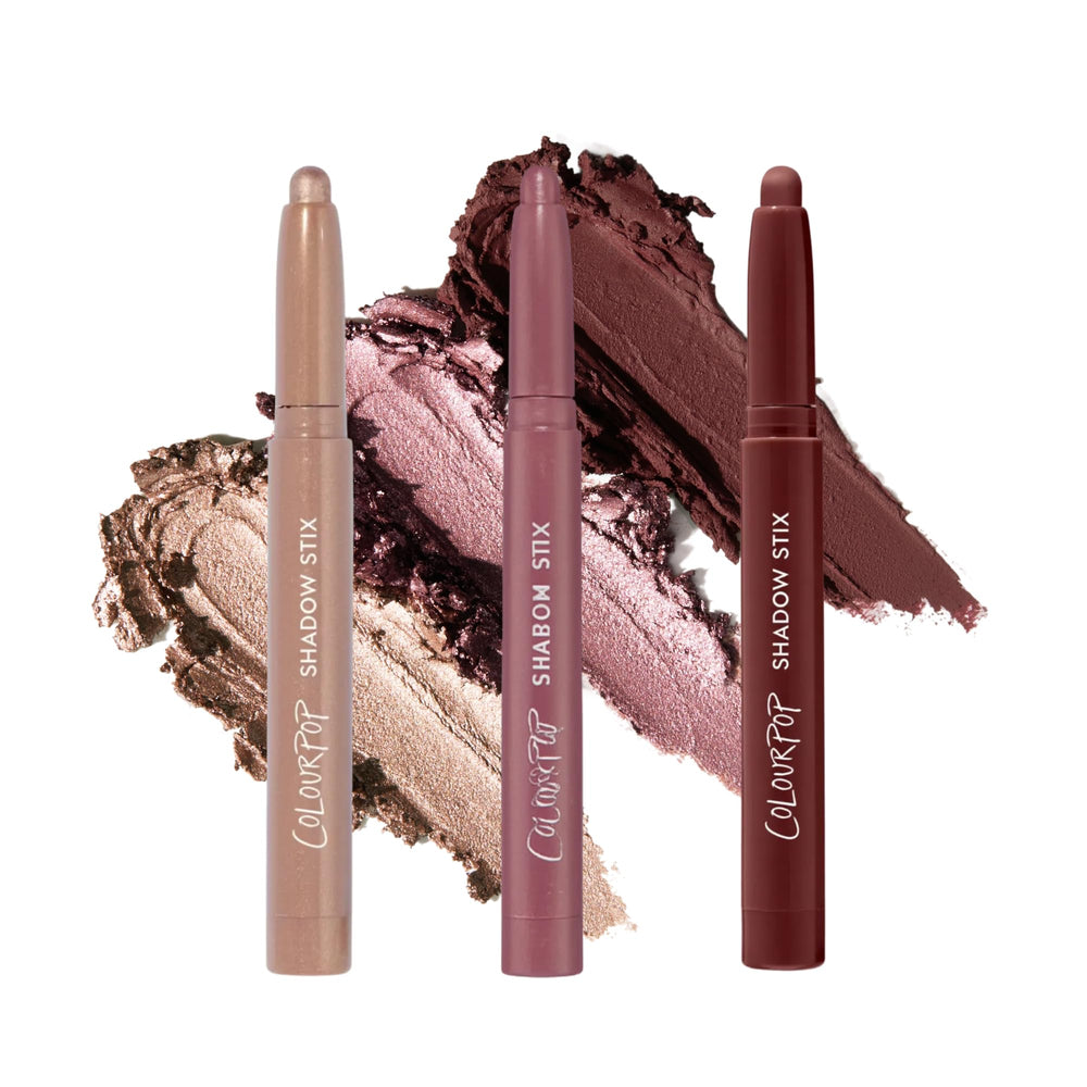 ColourPop Rose Goals Shadow Stix: trío mate y brillo para estilos versátiles, fácil de usar.