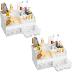 COMFYROOM Organisateur maquillage tiroirs blanc 2P — vue avant, accès rapide à vos produits préférés.