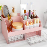 COMFYROOM organizador de maquillaje con cajones rosa, ideal para clasificar productos en el tocador