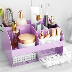 COMFYROOM organizador de maquillaje con cajones morado para acceso rápido