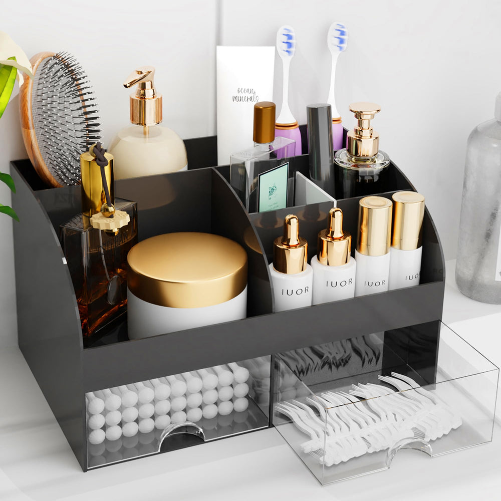 COMFYROOM organizador de maquillaje con cajones, vista frontal para mantener el tocador ordenado