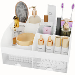 COMFYROOM organizador maquillaje, lleno de cosméticos, exhibe colores con claridad.