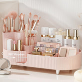 COMFYROOM organizador giratorio rosa: pinceles al alcance para un maquillaje rápido